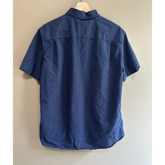 Set of 2 unbranded Men's Size Medium Button Up Linen Shirts Blue Green Casual - Picture 4 of 13